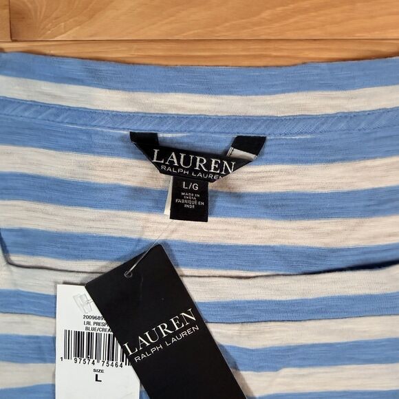 NWT Lauren Ralph Lauren Women's Mid Sleeve Cottage Shirt Size Large MSRP $79.50 - Picture 3 of 8